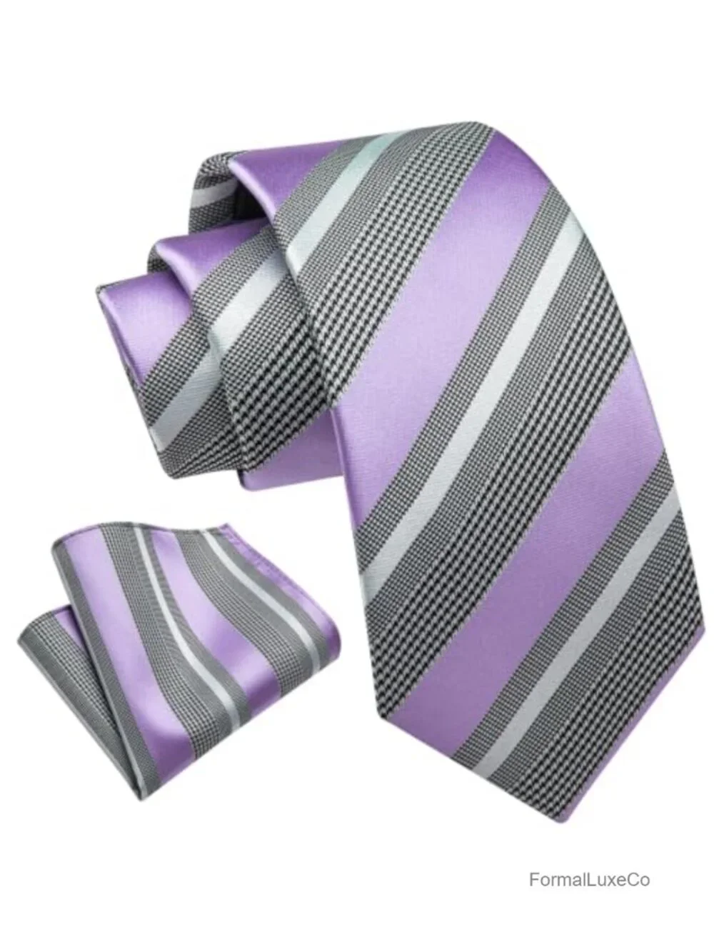 Men's Silk Blend Stripe Tie & Pocket Square Set Gift Box